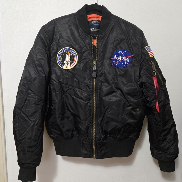 DFL NASA Black Varsity Bomber Jacket Medium - Picture 2 of 11